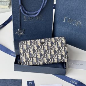 Portefeuille Long Dior 1:1 en Cuir Véritable avec Fermeture Éclair et Douze Fentes Cartes 1130769992 - front view